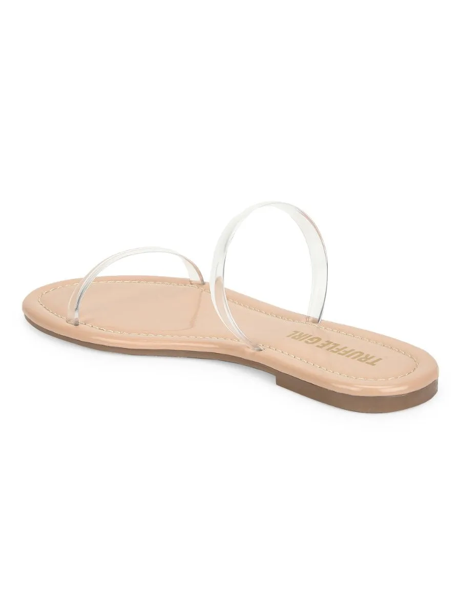 Nude PU Clear Barely There Slip Ons