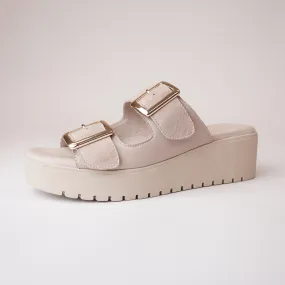 Oaxel Cafe/ Nude Sole Leather Slides