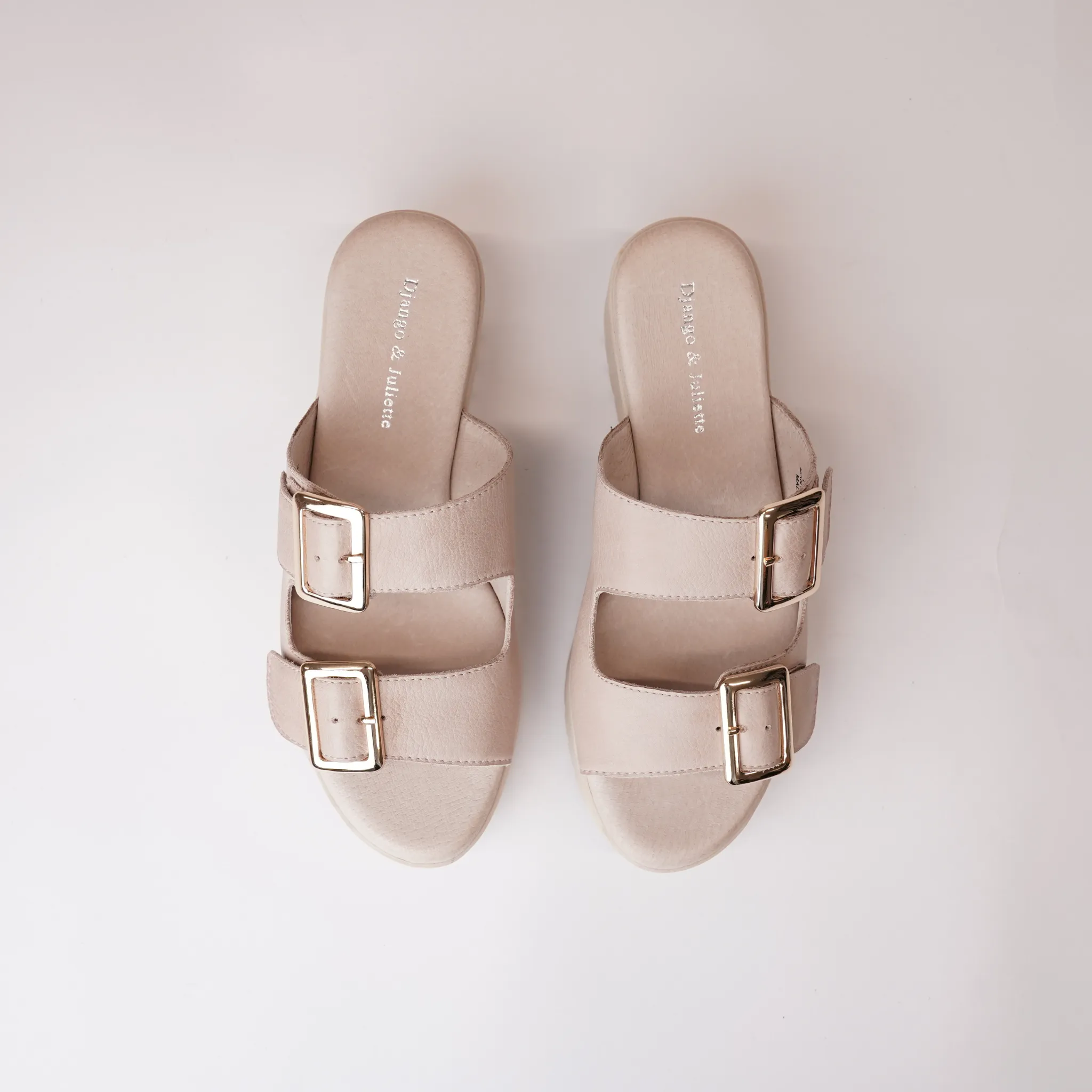 Oaxel Cafe/ Nude Sole Leather Slides