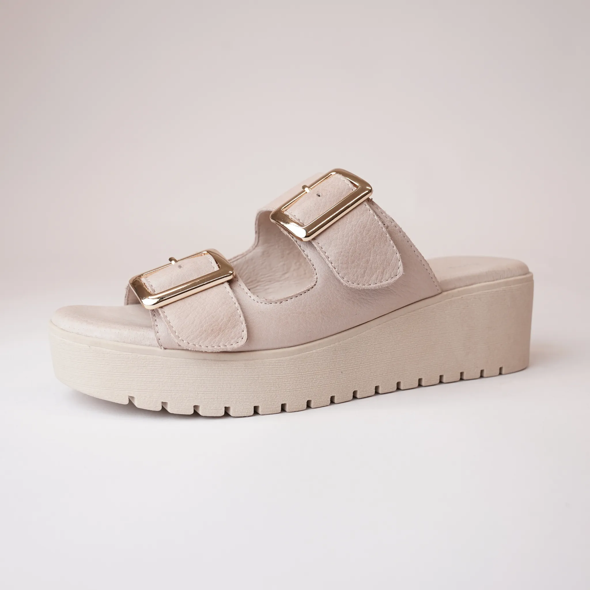 Oaxel Cafe/ Nude Sole Leather Slides