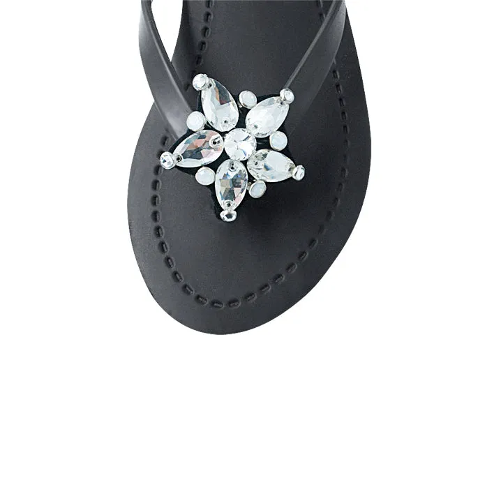 One Star- Crystal Rhinestone Embellished High Wedge Flip Flops Sandal