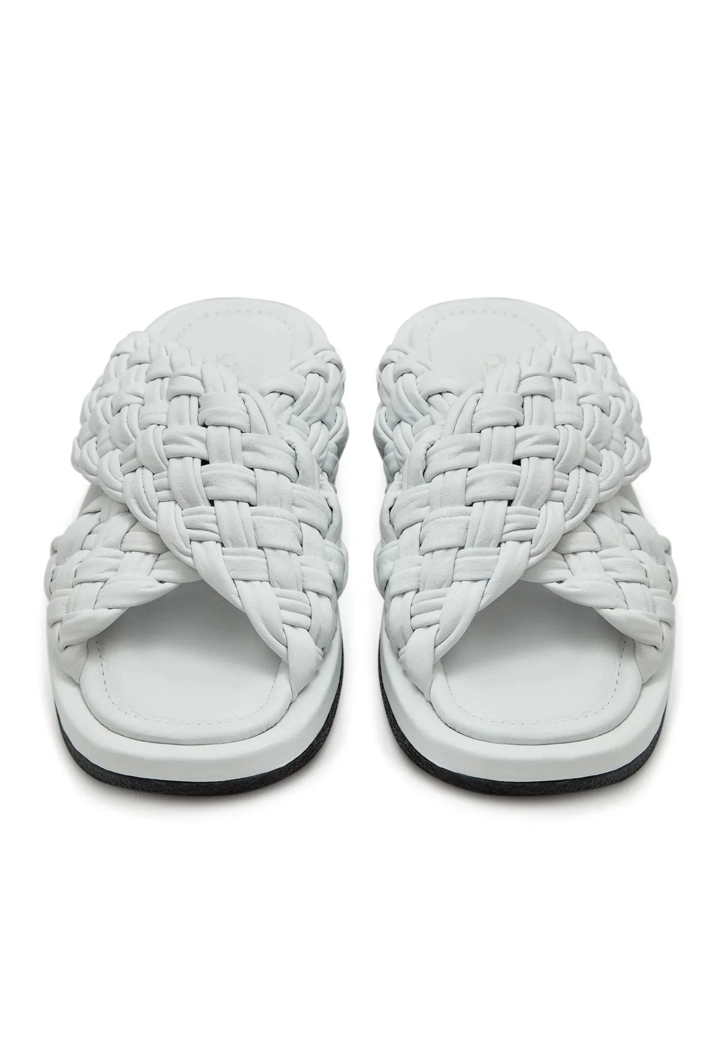 Open Tip Leather Sandals - White