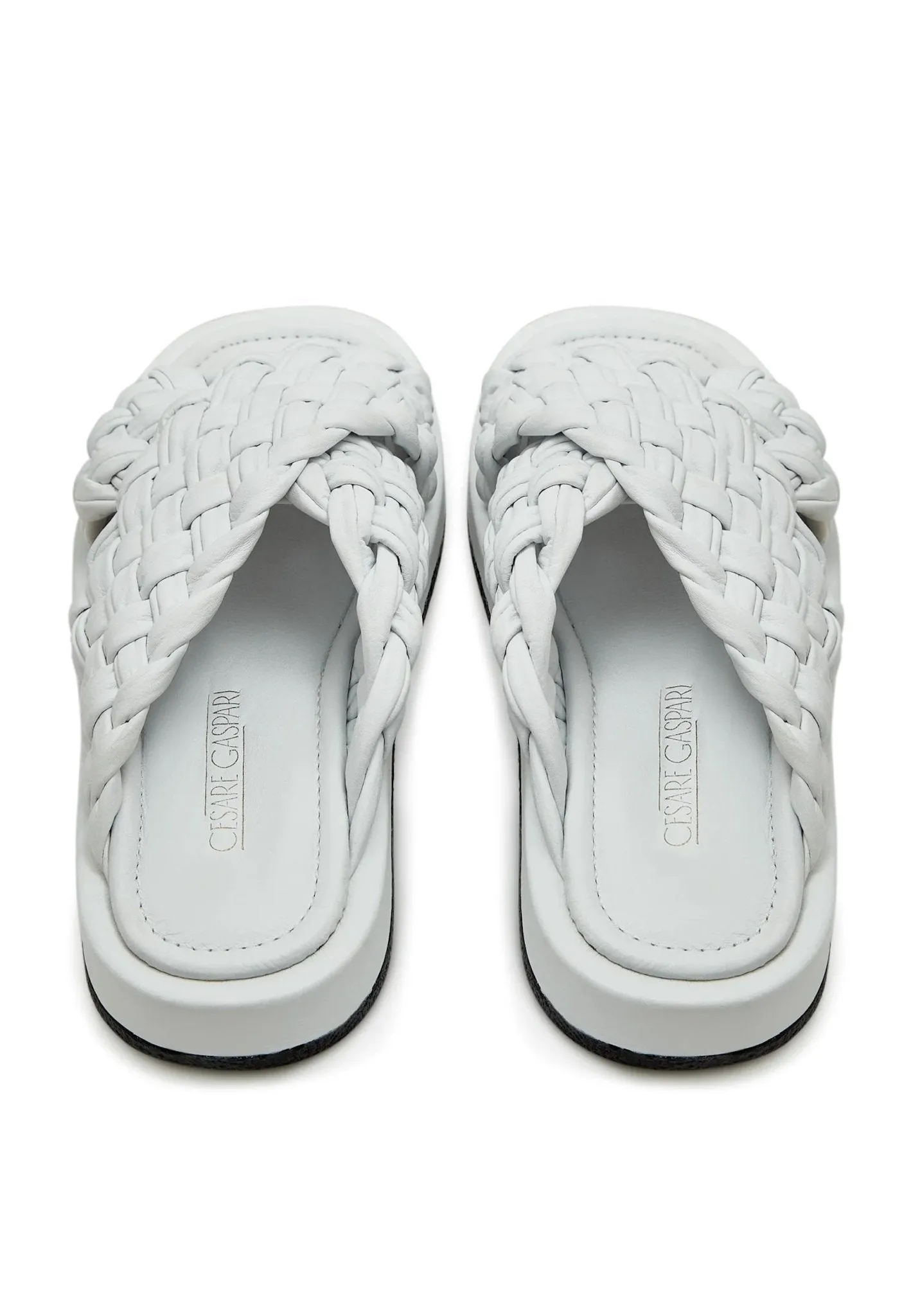 Open Tip Leather Sandals - White