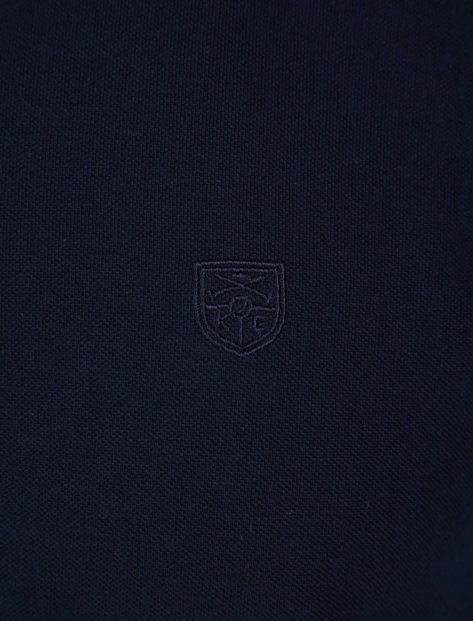 Passmore Cotton Pique Polo Shirt with Chambray Collar in Sky Captain Navy - Kensington Eastside