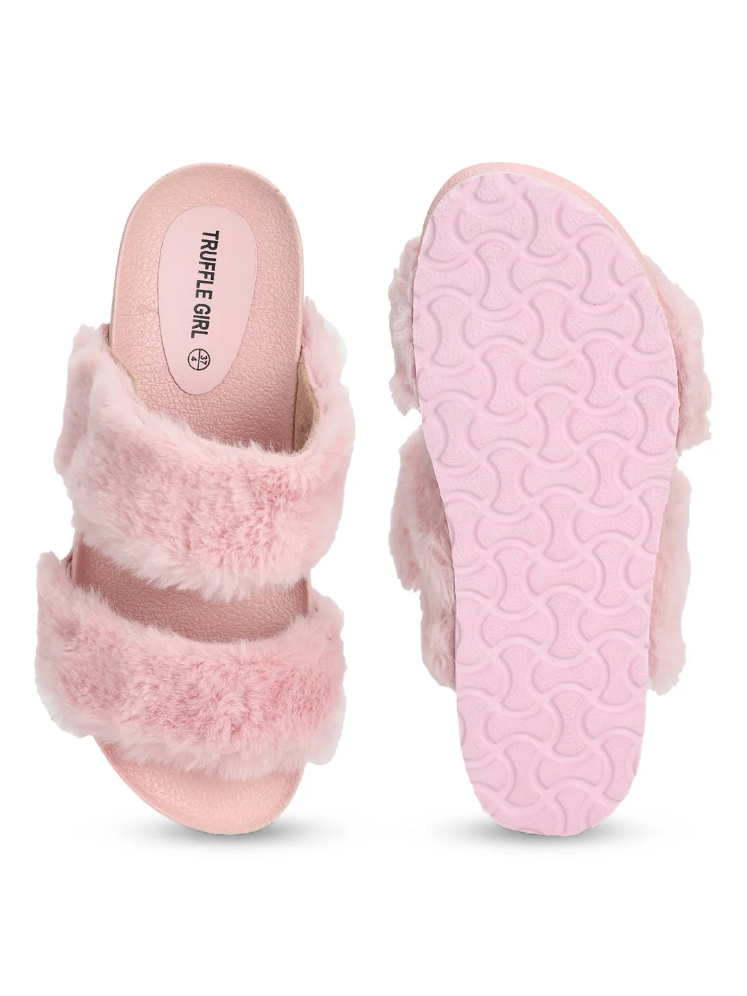 Pink Furry Slip Ons (TC-RLST9-PNK)