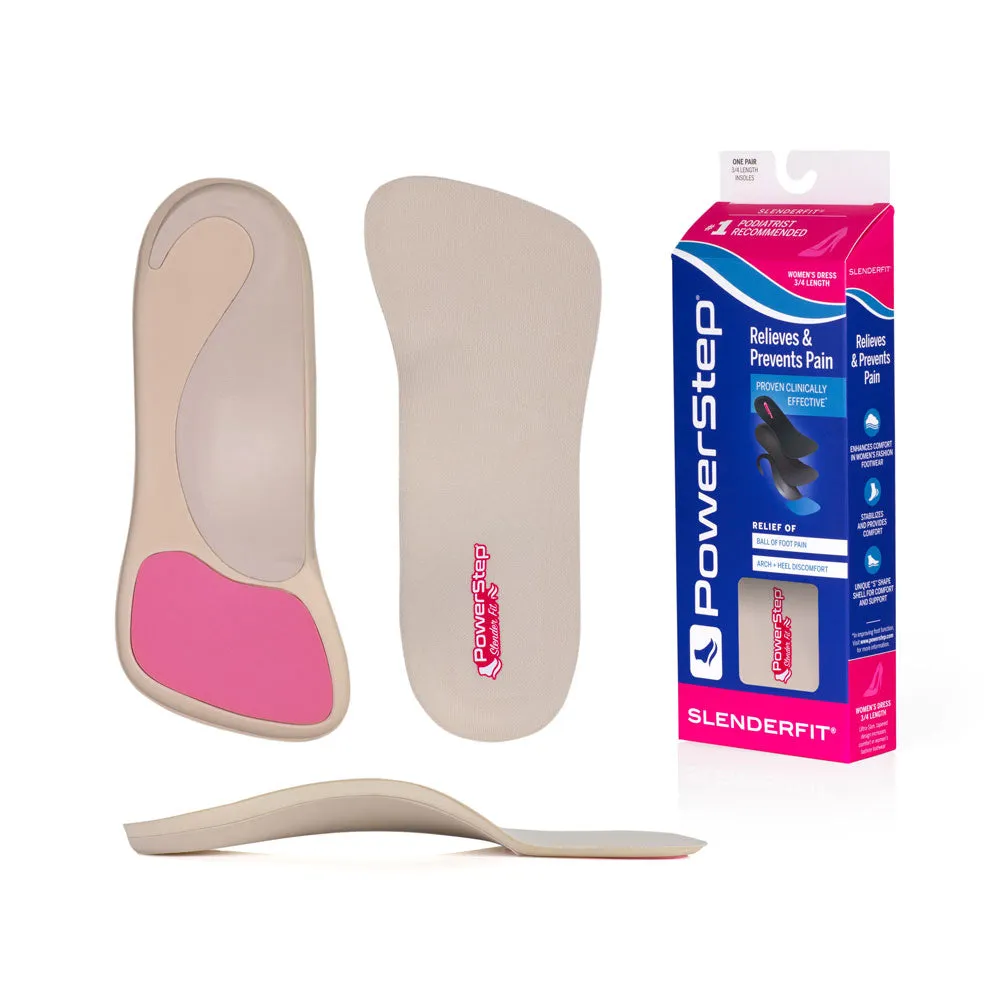 PowerStep SlenderFit 3/4 Insoles | Arch Support Shoe Insert for High Heels