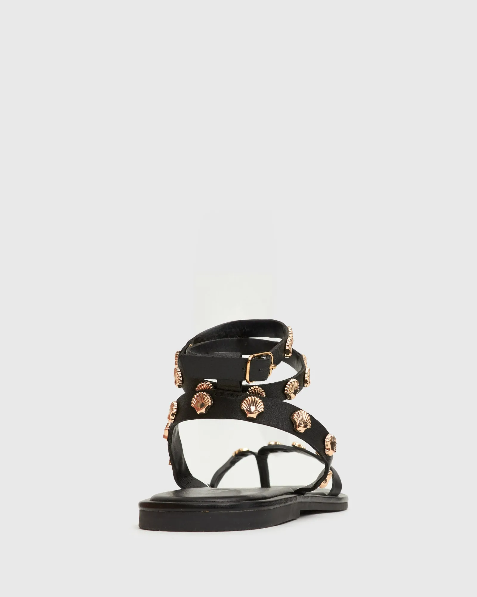 PRE-ORDER COAST Leather Shell Embellished Flat Sandals