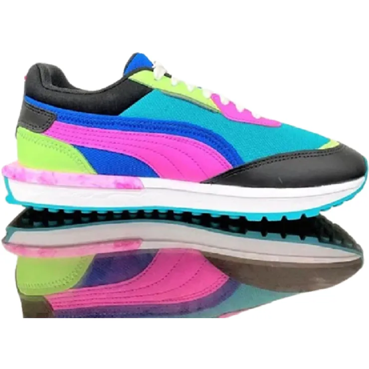 Puma Women's CIty Rider Marble Shoes - Viridian Green / Puma Black / Luminous Pink