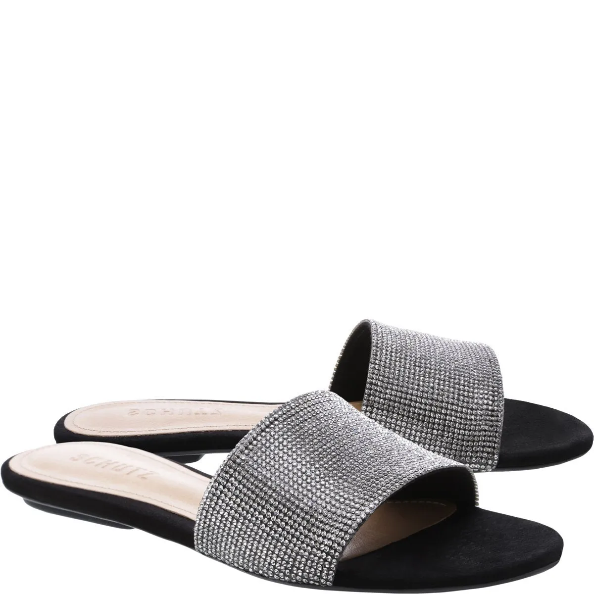 Queren Flat Slide Sandal - Crystal Black