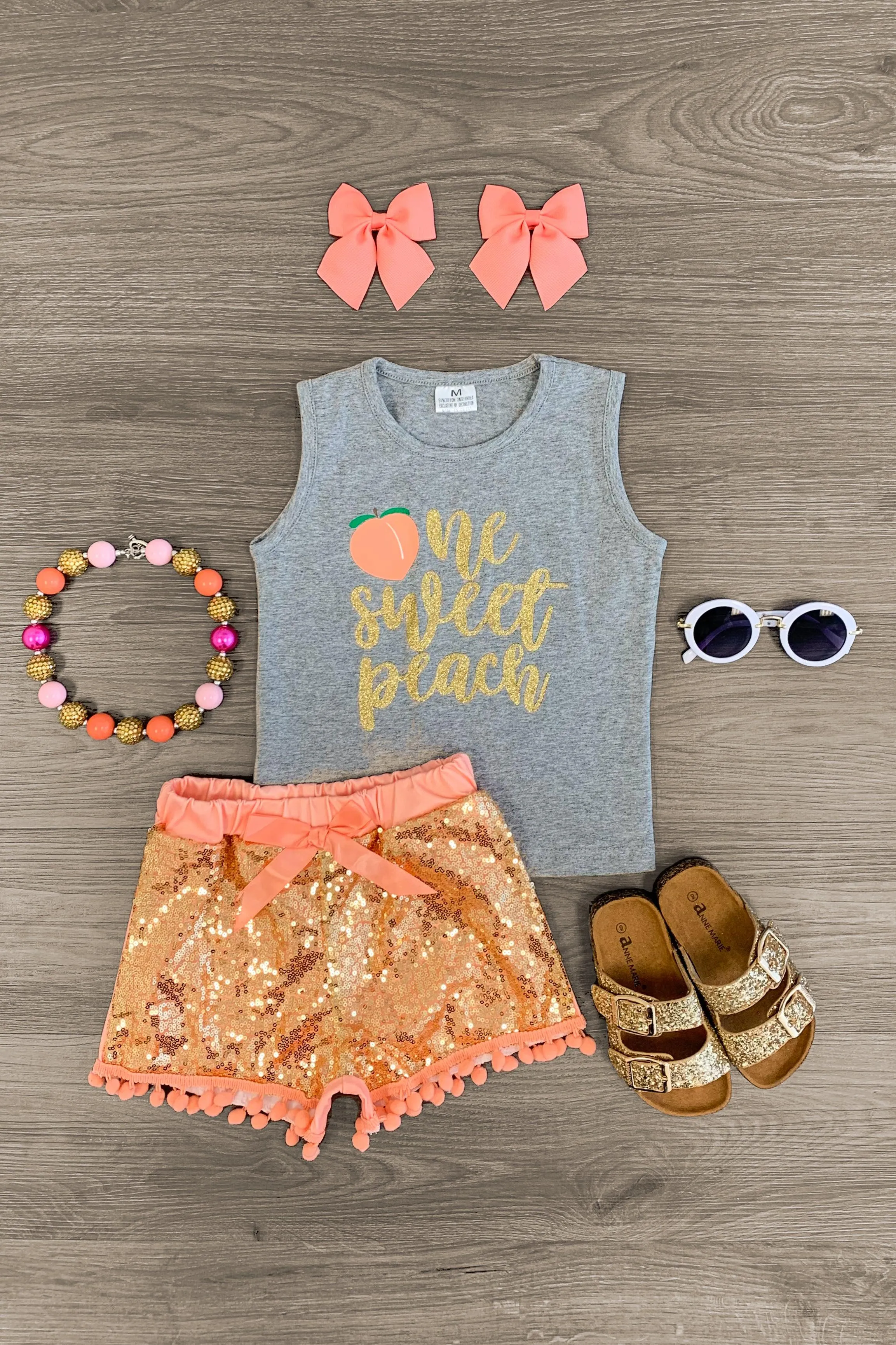 "One Sweet Peach" Sequin Short Set