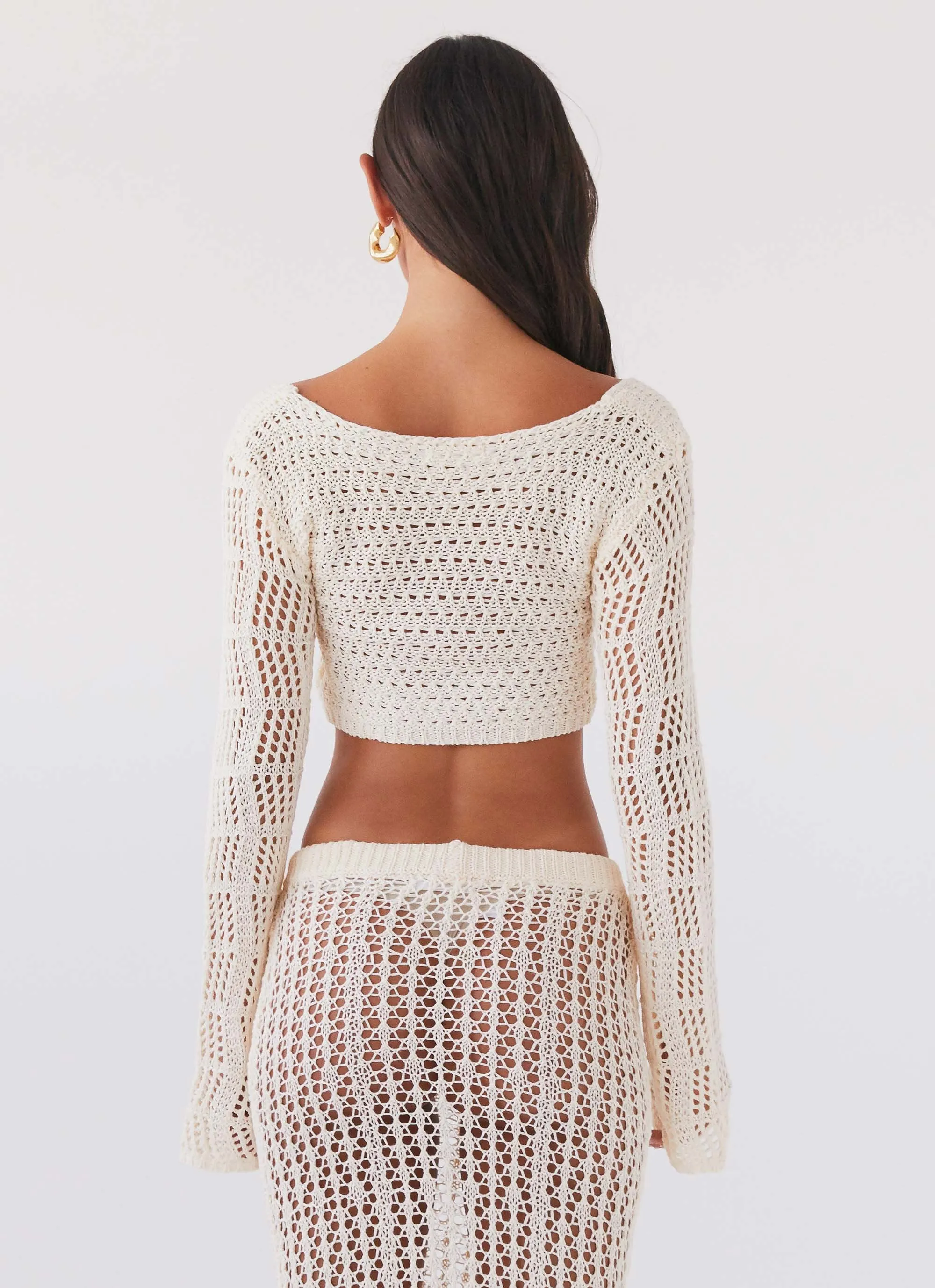 Rosalina Crochet Long Sleeve Top - Natural