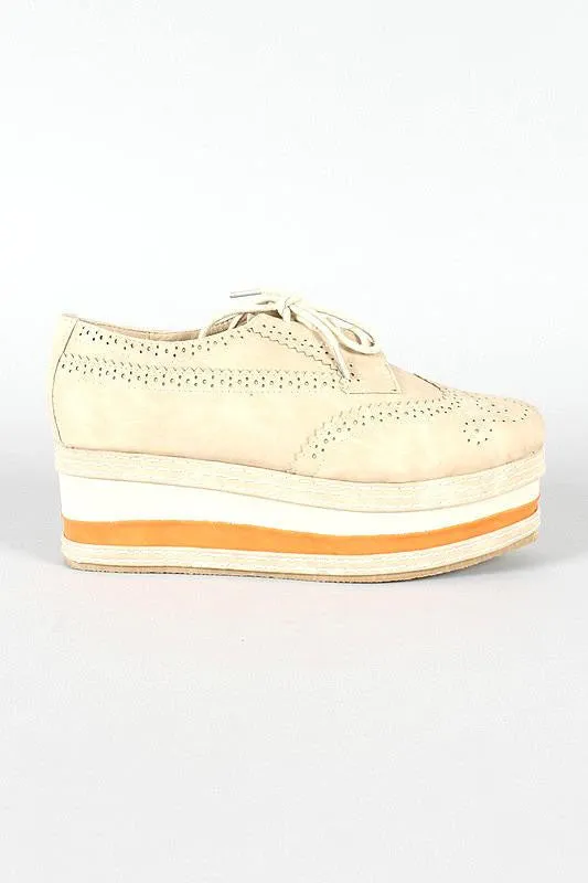 Sand platform oxford shoes