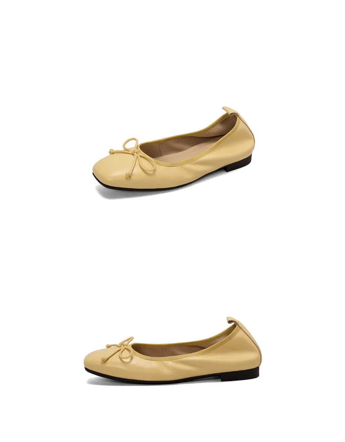 Sheepskin Square Toe Bowknot Flat Shoes