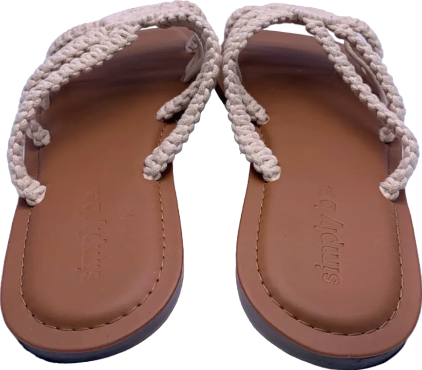 Simply Be Beige Macrame Sandals UK 7