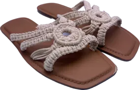 Simply Be Beige Macrame Sandals UK 7