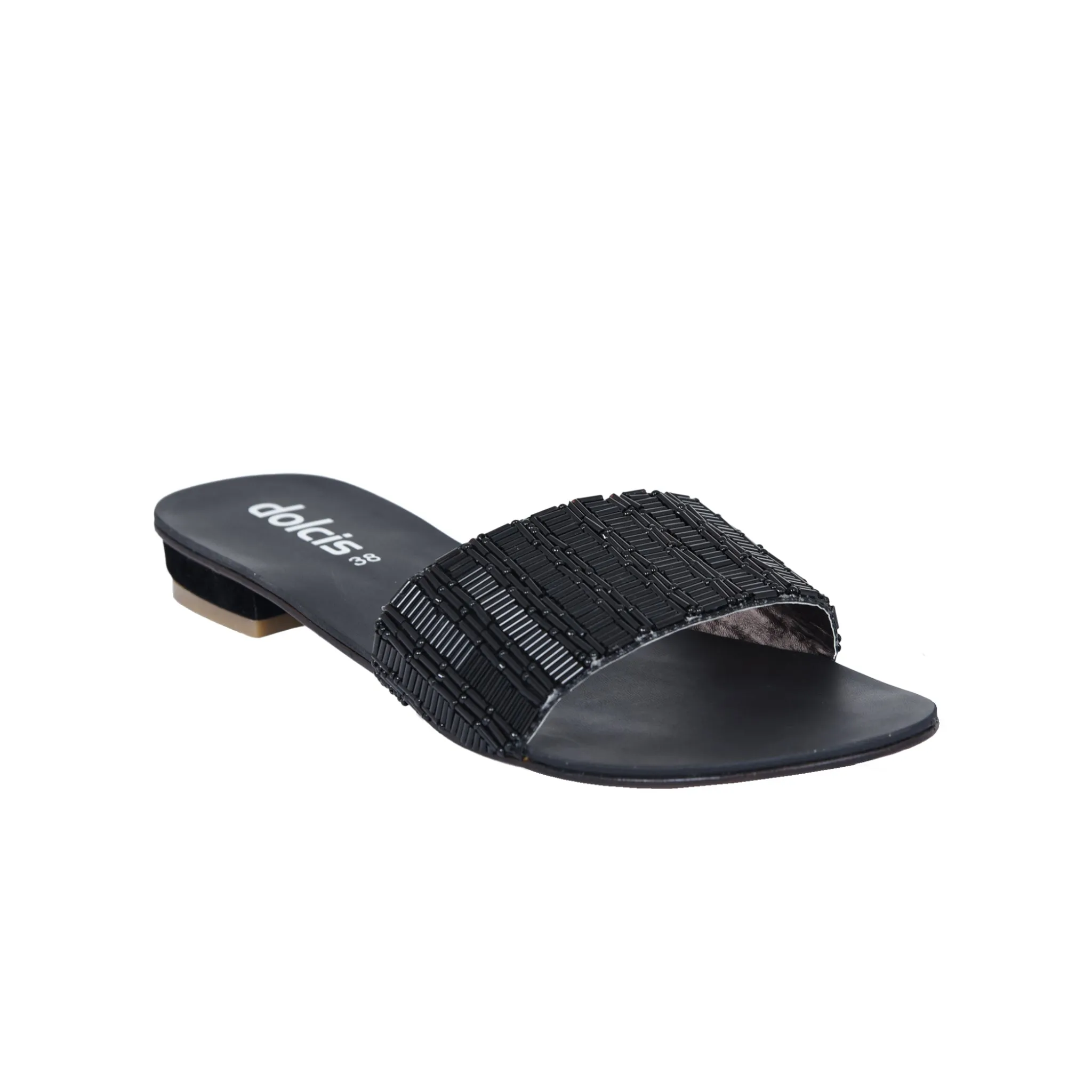 Sleek Black Flat Sandals | 507J-C