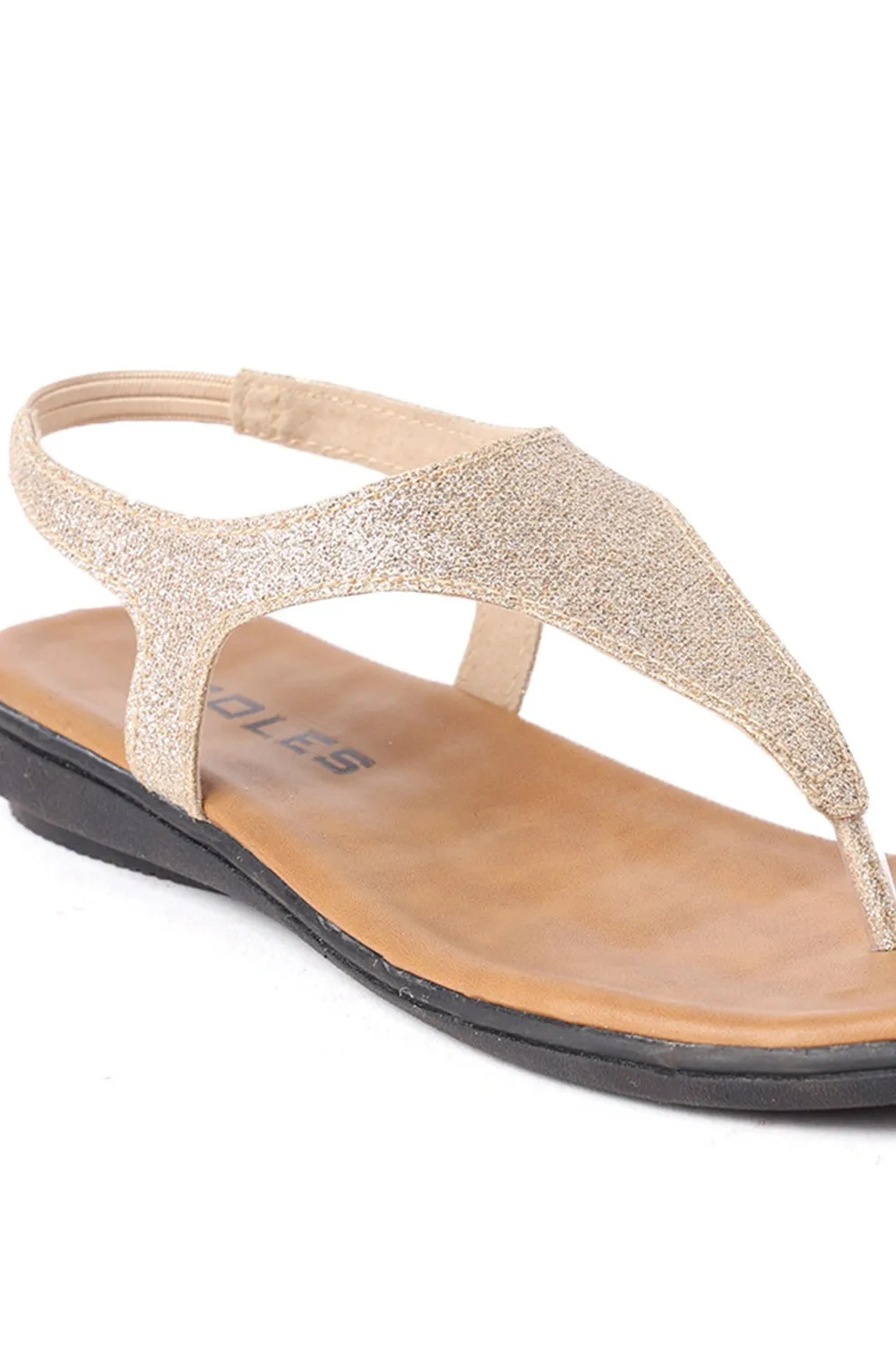 SOLES Gold Flat Sandals - Luxurious Comfort