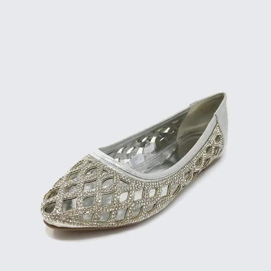 Stella Flat Diamante Cut Out Detail Shoe