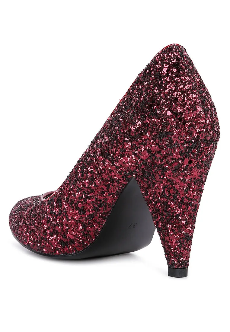 Sugar Plum Glitter Conical Heel Pumps