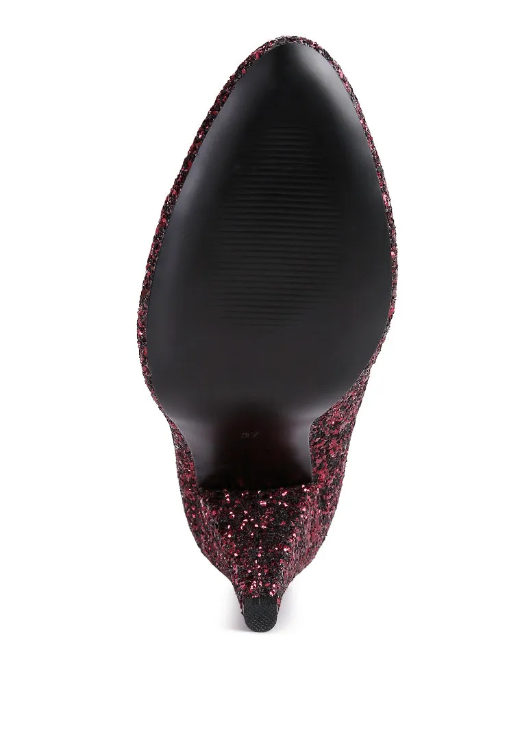 Sugar Plum Glitter Conical Heel Pumps