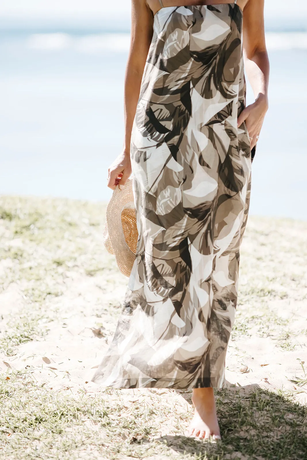 Sun Palm Print Maxi Dress