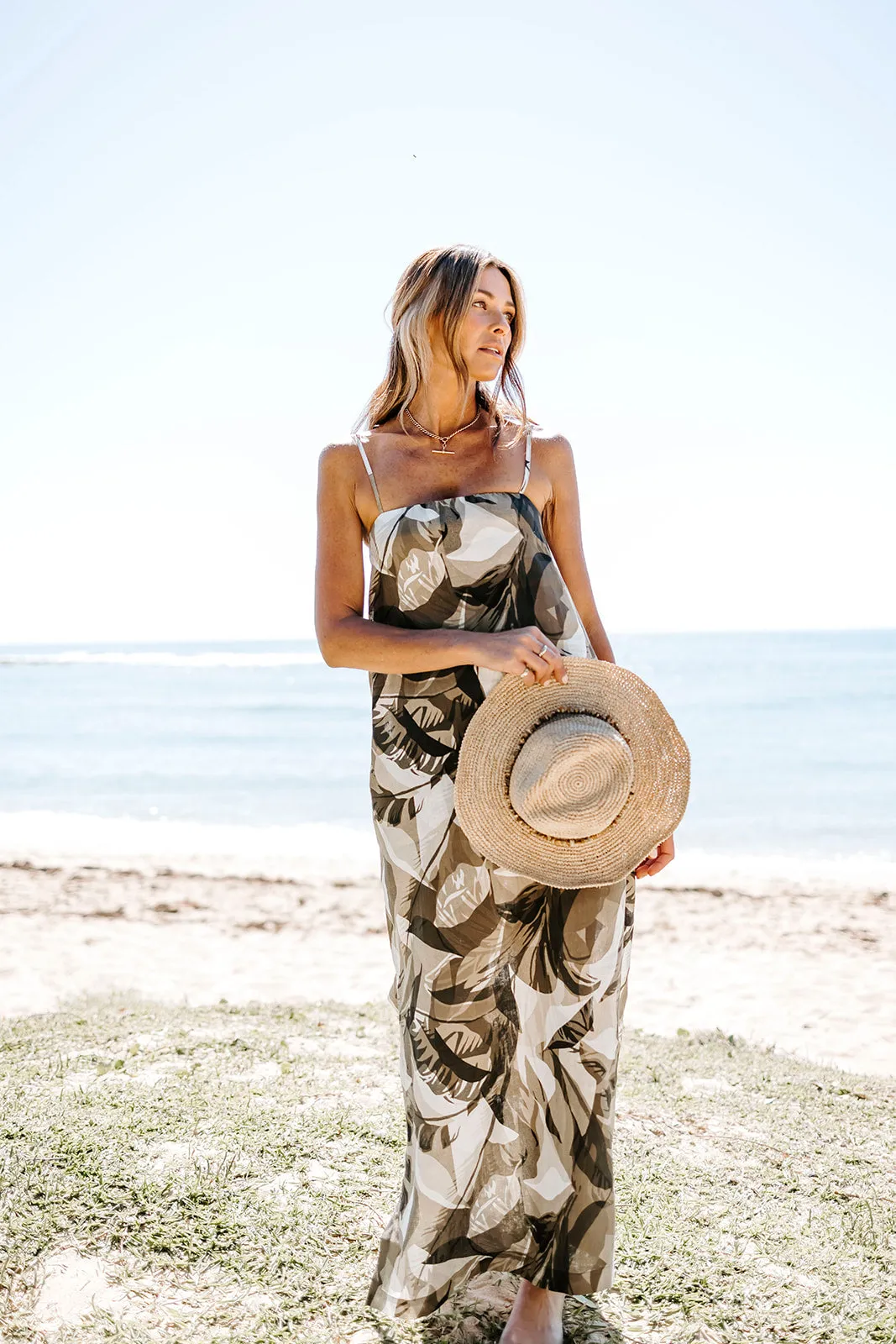 Sun Palm Print Maxi Dress