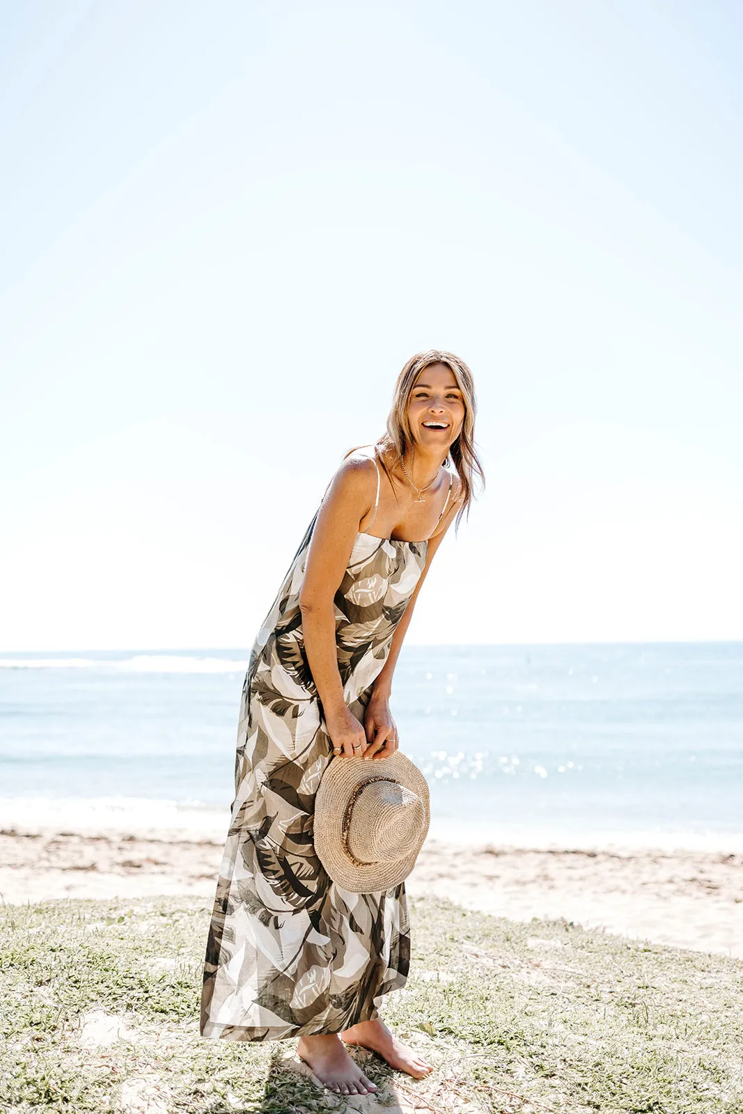 Sun Palm Print Maxi Dress