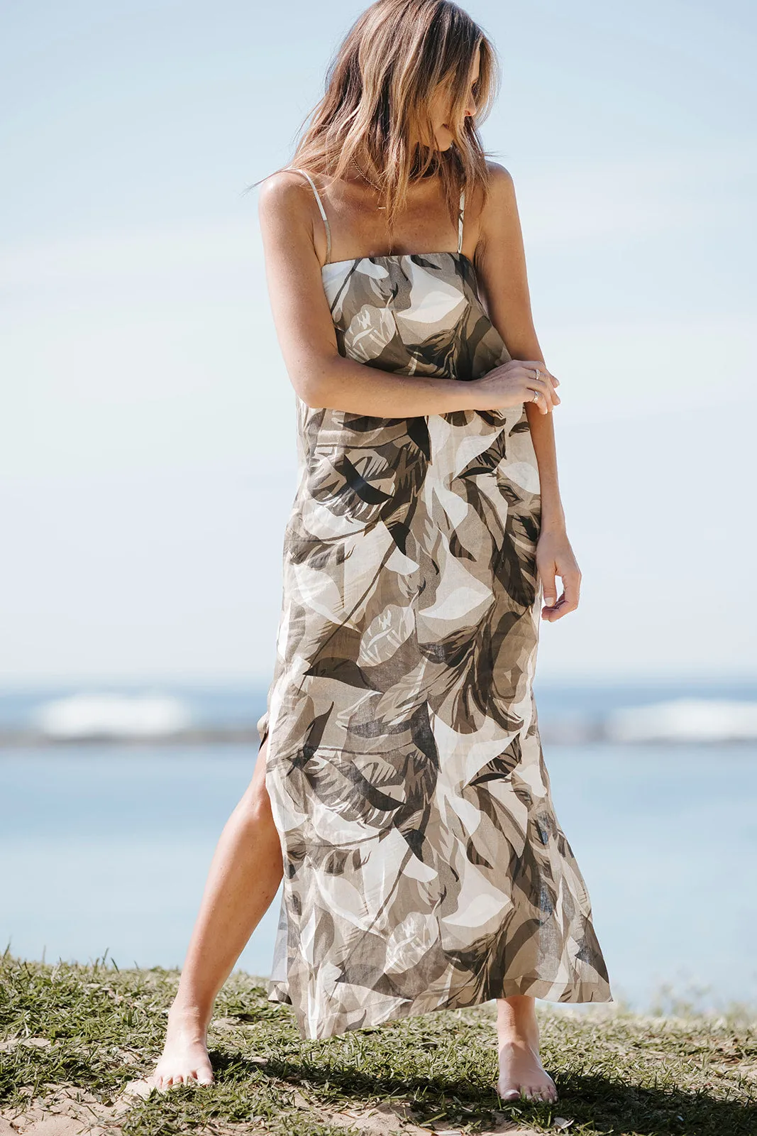 Sun Palm Print Maxi Dress