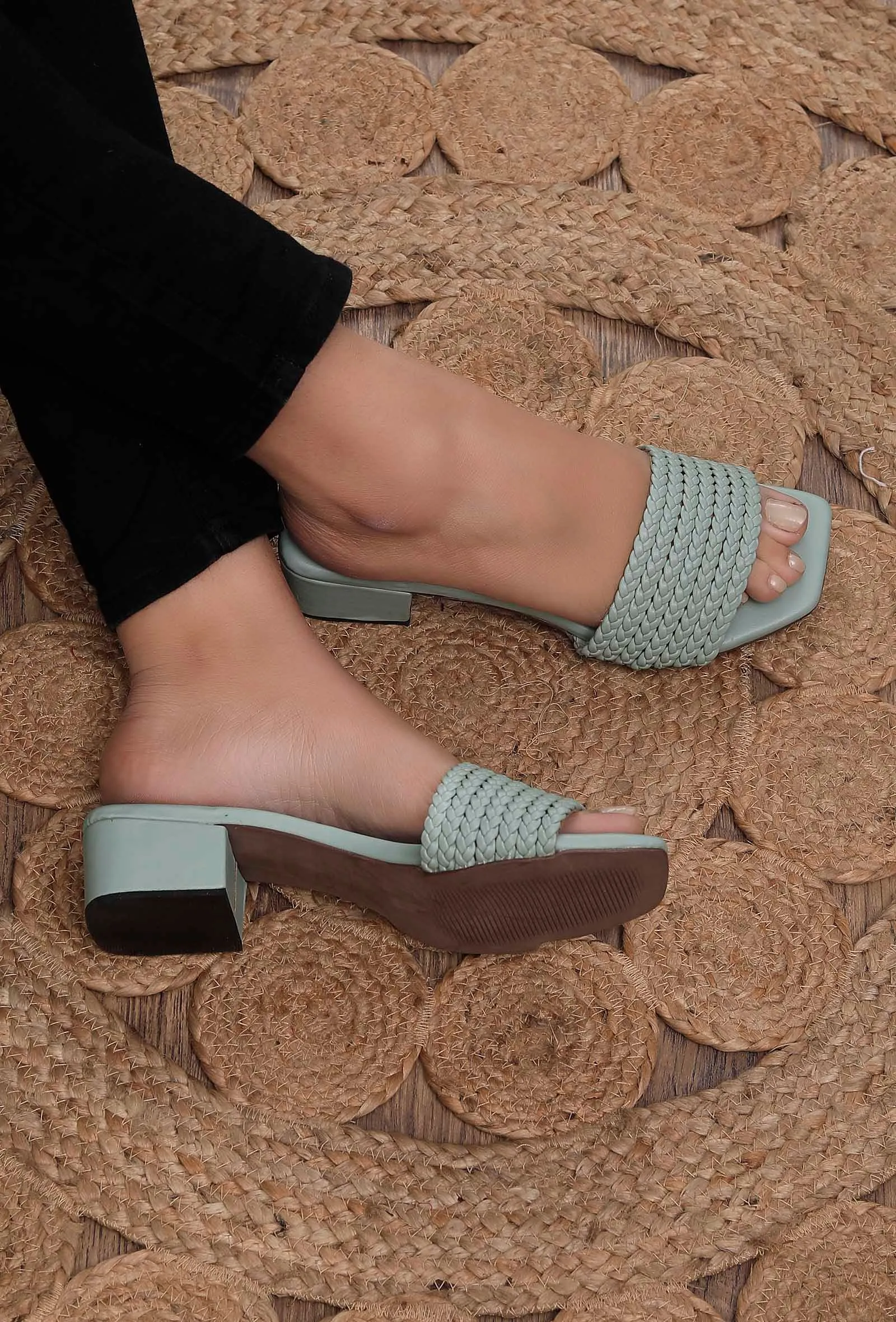 Teal Mint Cruelty Free Leather Heels