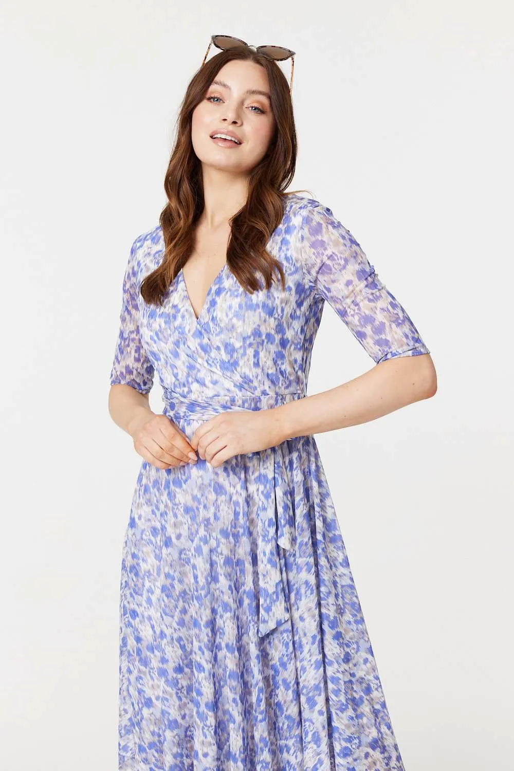 Tie Dye Print 1/2 Sleeve Midi Dress