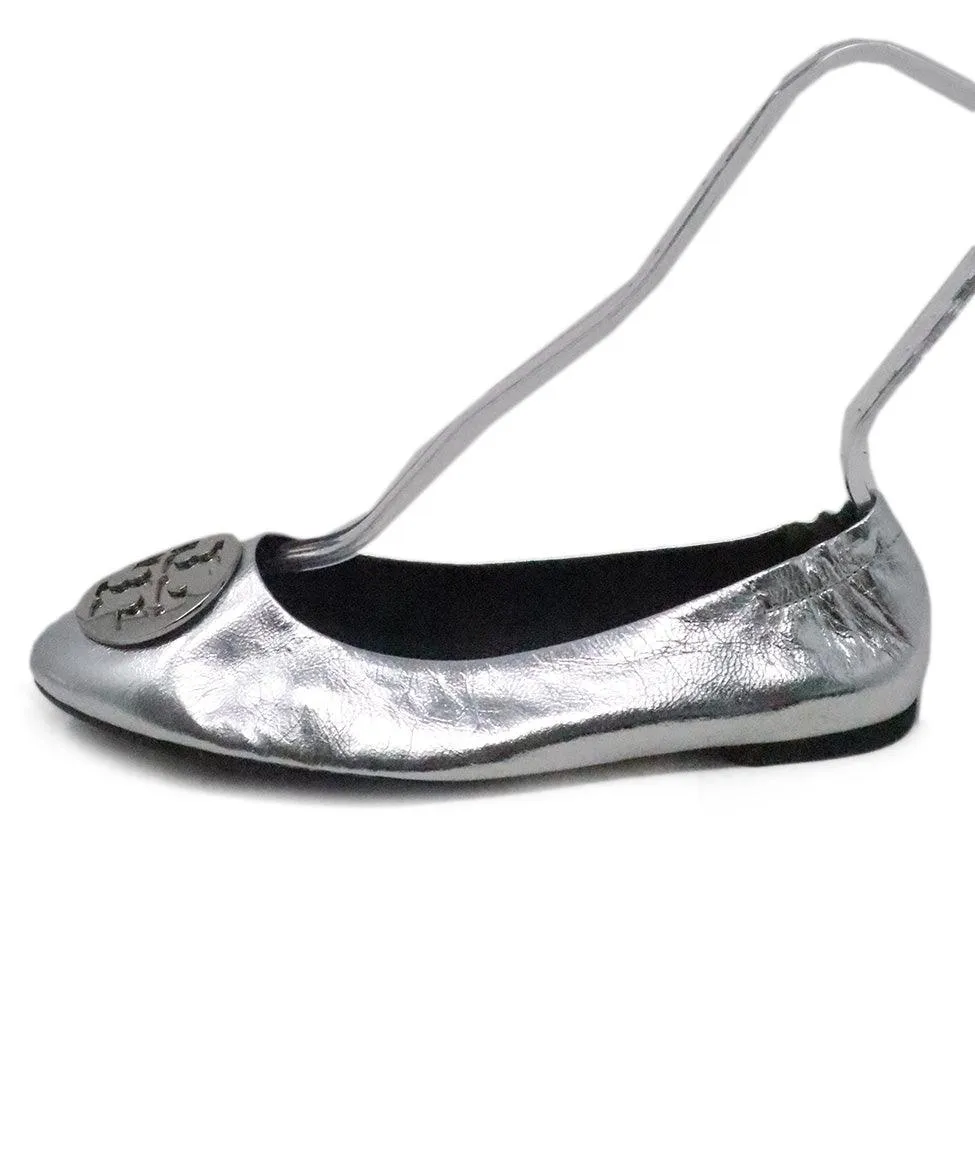 Tory Burch Silver Leather Flats sz 8.5