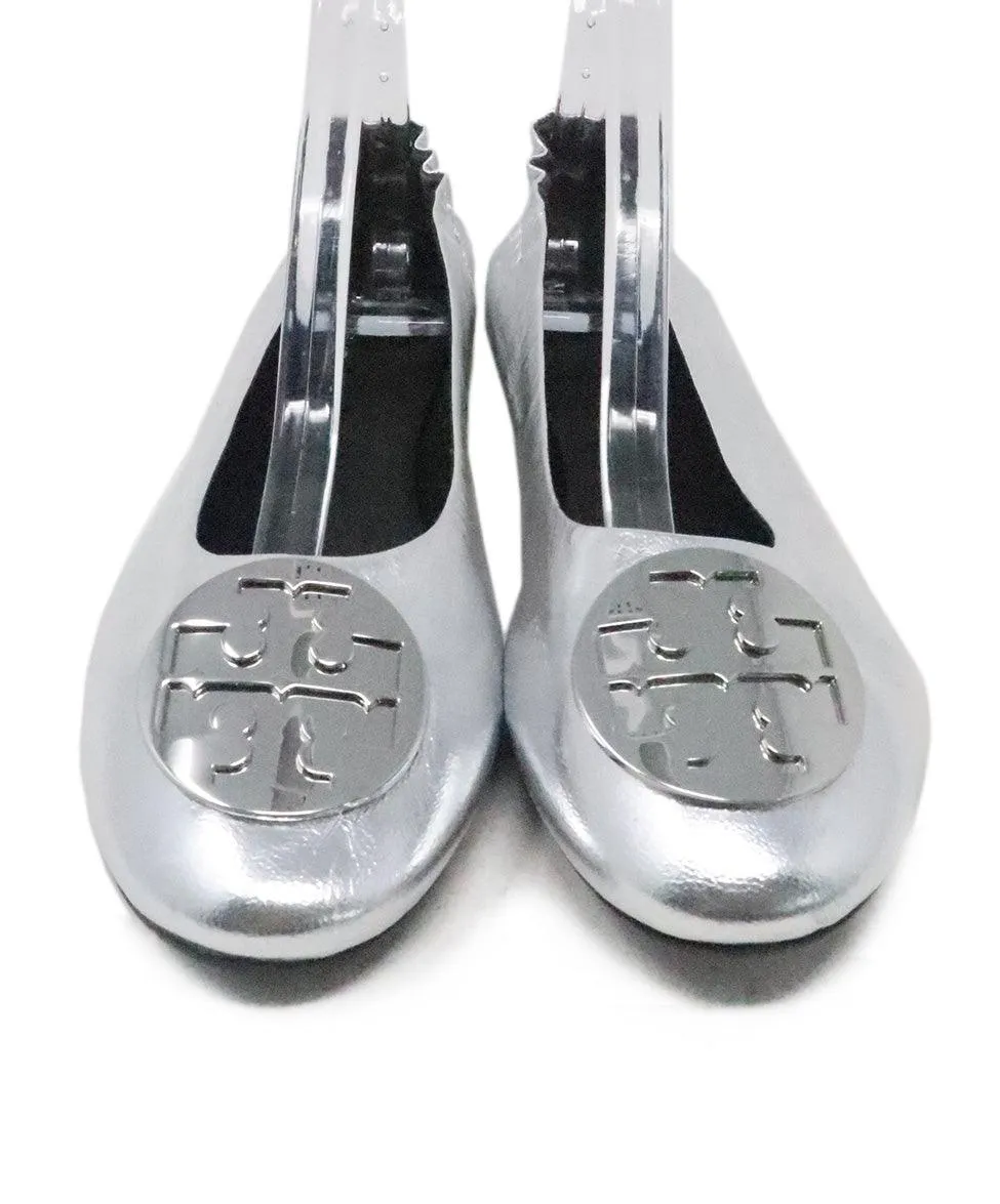 Tory Burch Silver Leather Flats sz 8.5