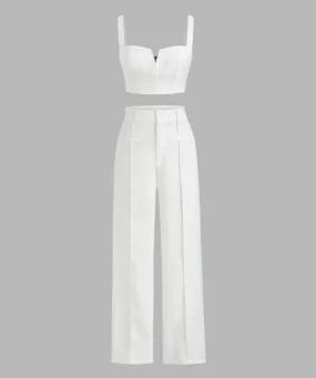 Two Piece Set: Aesthetics White Top With Trouser