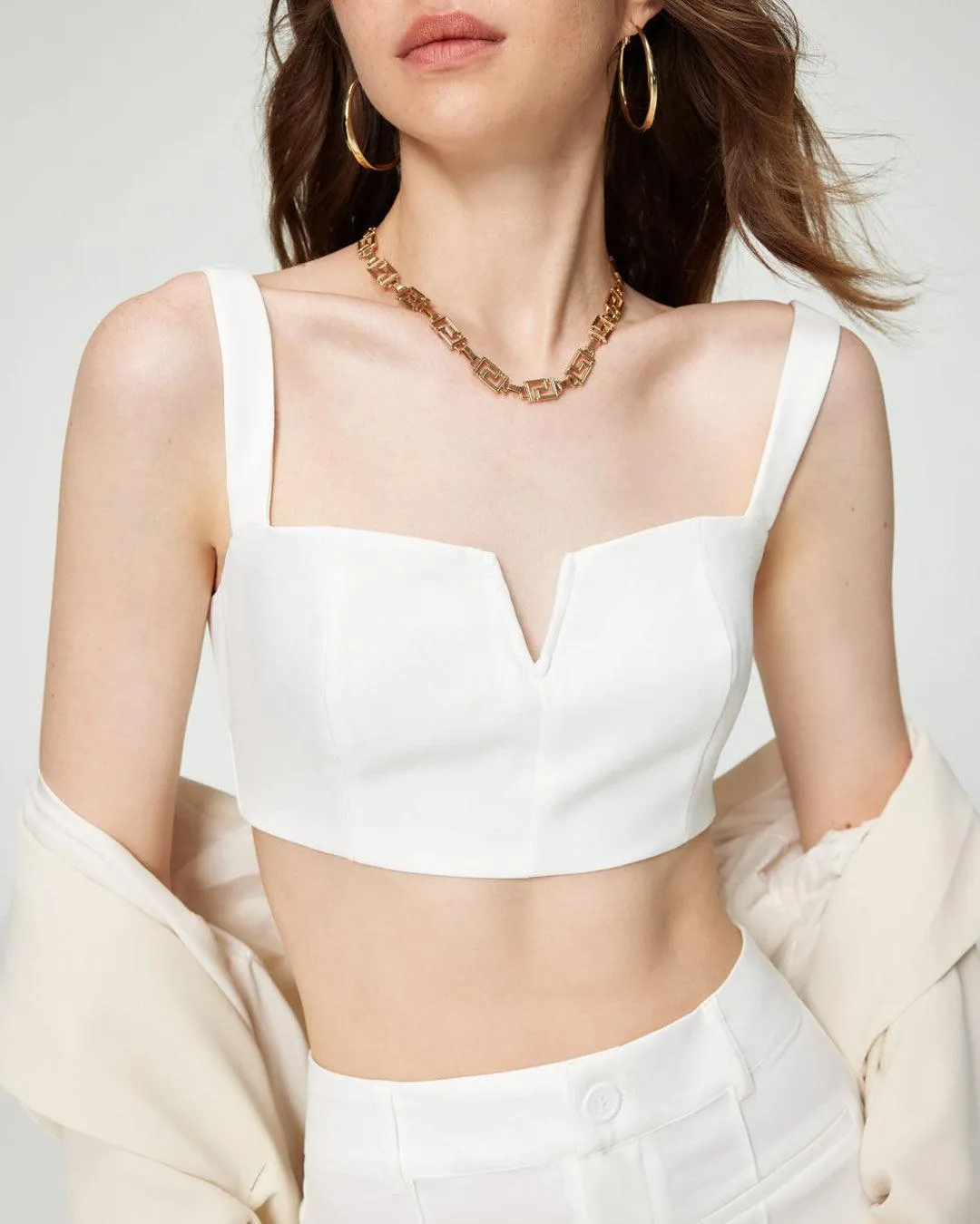 Two Piece Set: Aesthetics White Top With Trouser