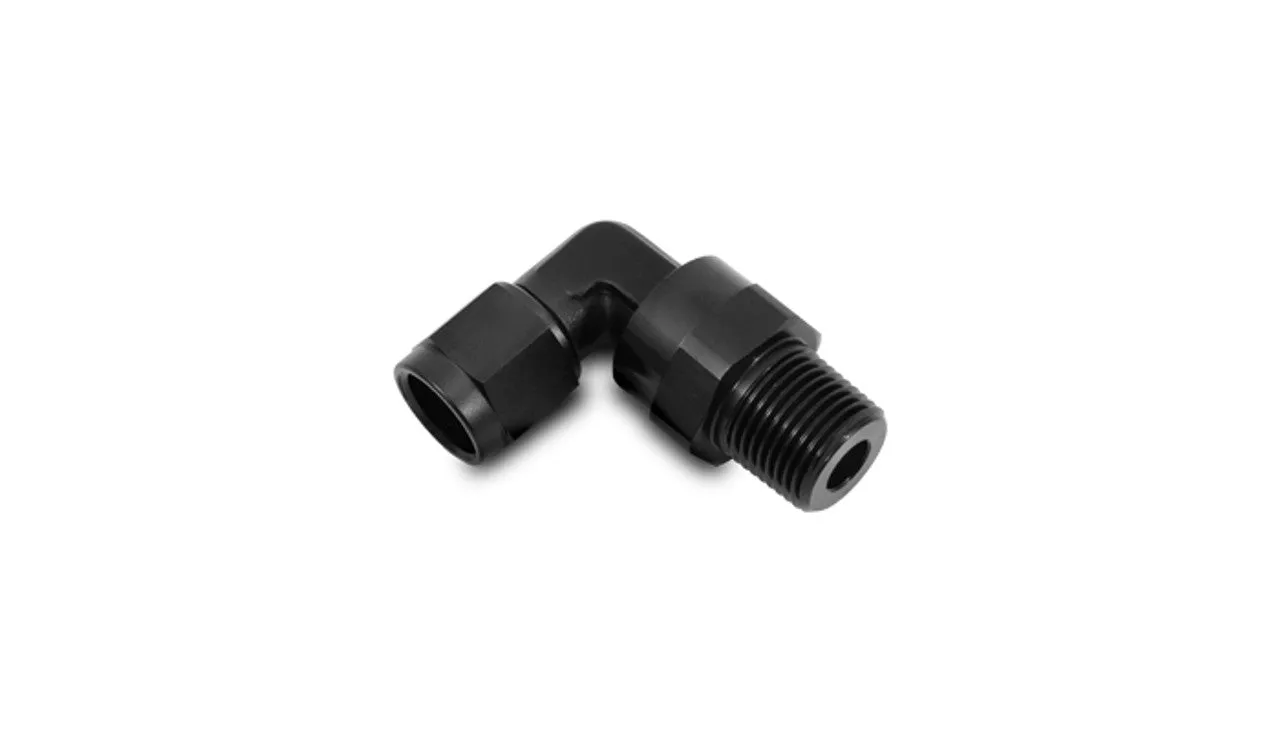 Vibrant -10AN Female to 1/2"NPT Male Swivel 90 Degree Adapter Fitting - 11390