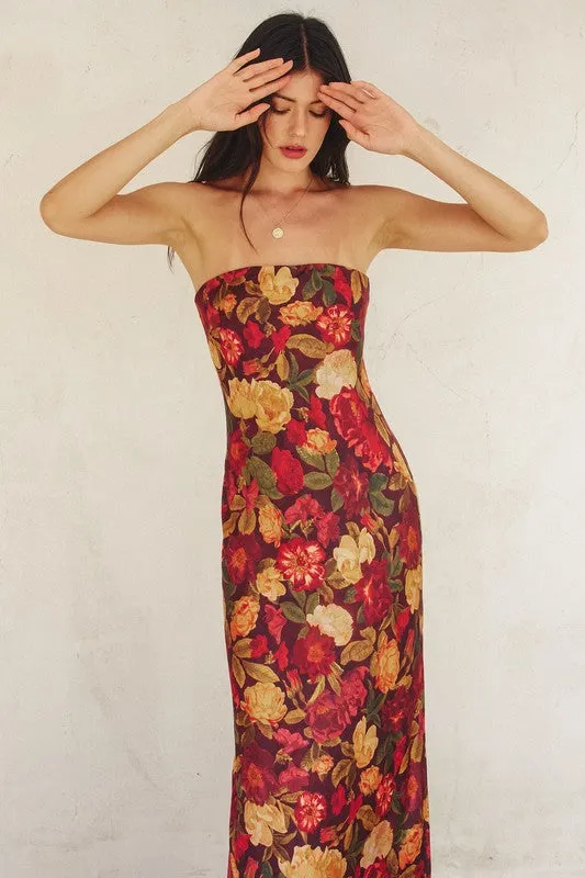 Waitlist 11/27 ♥ Stella Sleeveless Floral Print Maxi Dress Burgundy