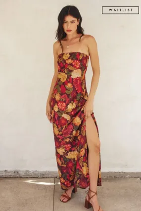 Waitlist 11/27 ♥ Stella Sleeveless Floral Print Maxi Dress Burgundy