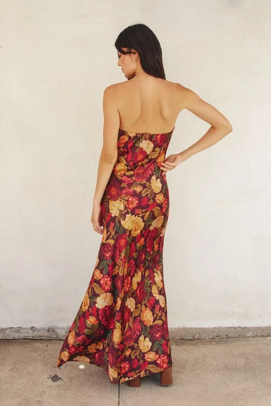 Waitlist 11/27 ♥ Stella Sleeveless Floral Print Maxi Dress Burgundy