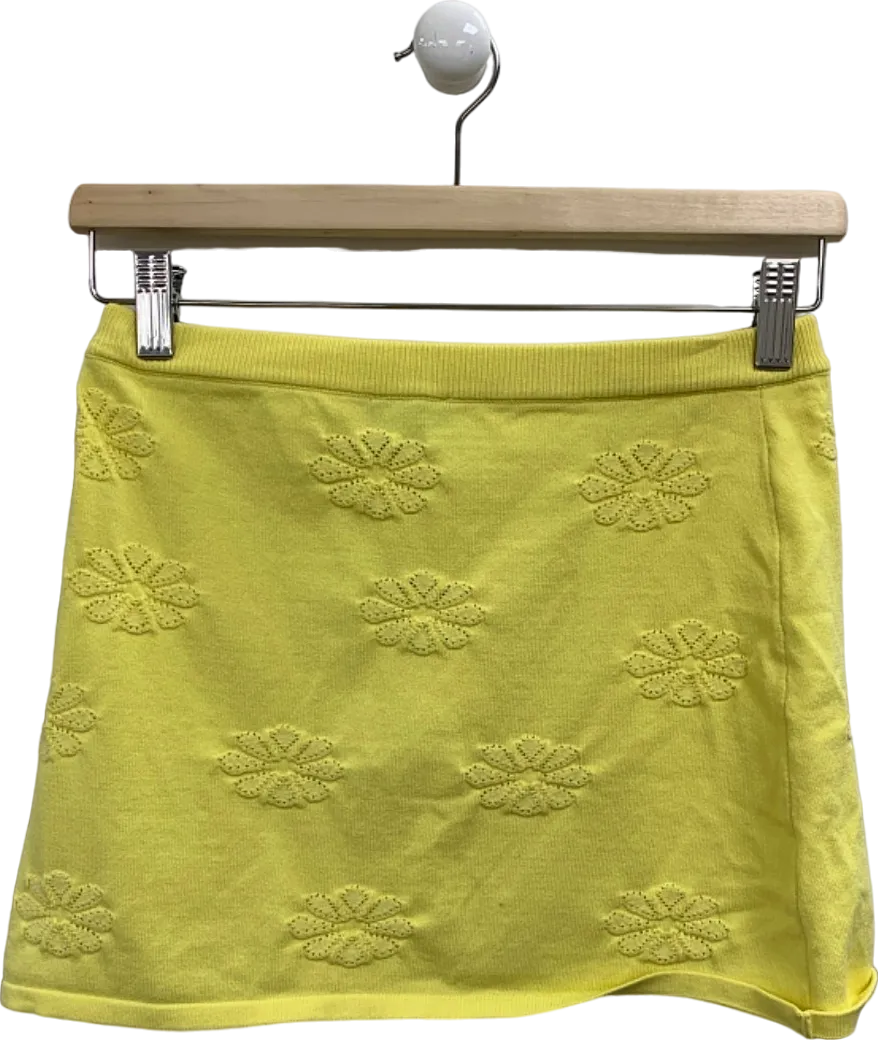 White Fox Yellow Embroidered Skirt UK S