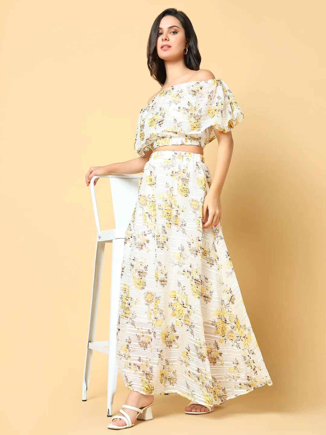 Women Yellow Printed Co Ords Set