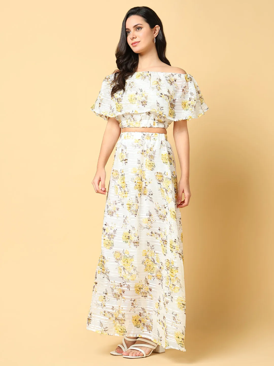 Women Yellow Printed Co Ords Set