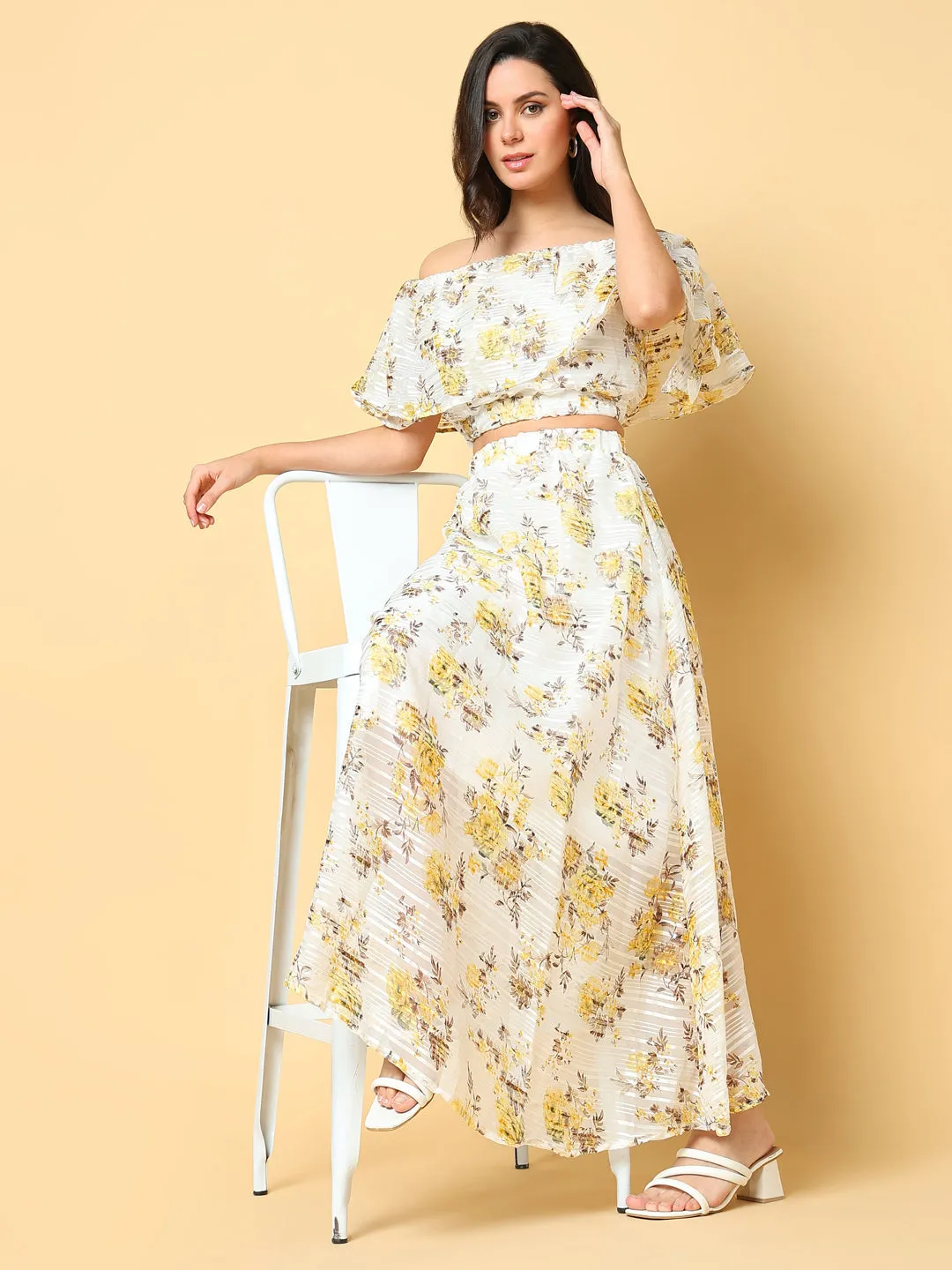 Women Yellow Printed Co Ords Set