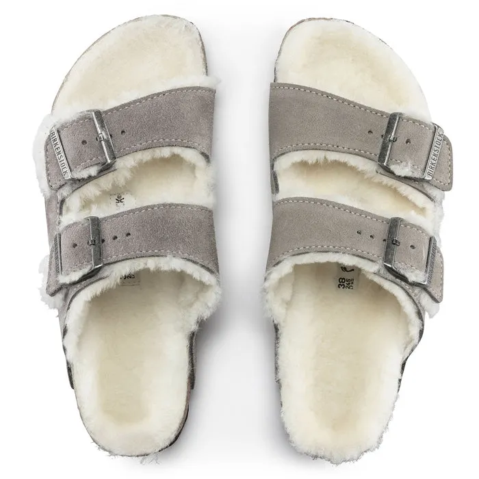 Womens Birkenstock Arizona Shearling Stone Coin