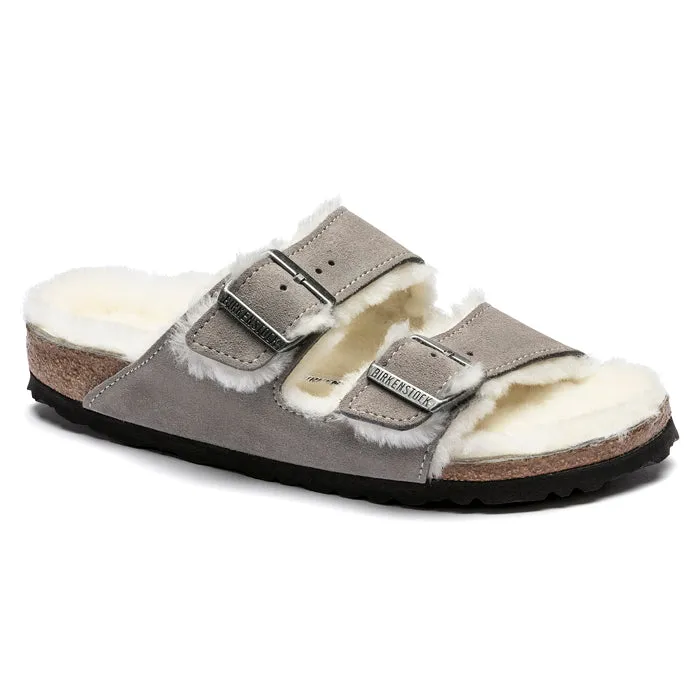 Womens Birkenstock Arizona Shearling Stone Coin