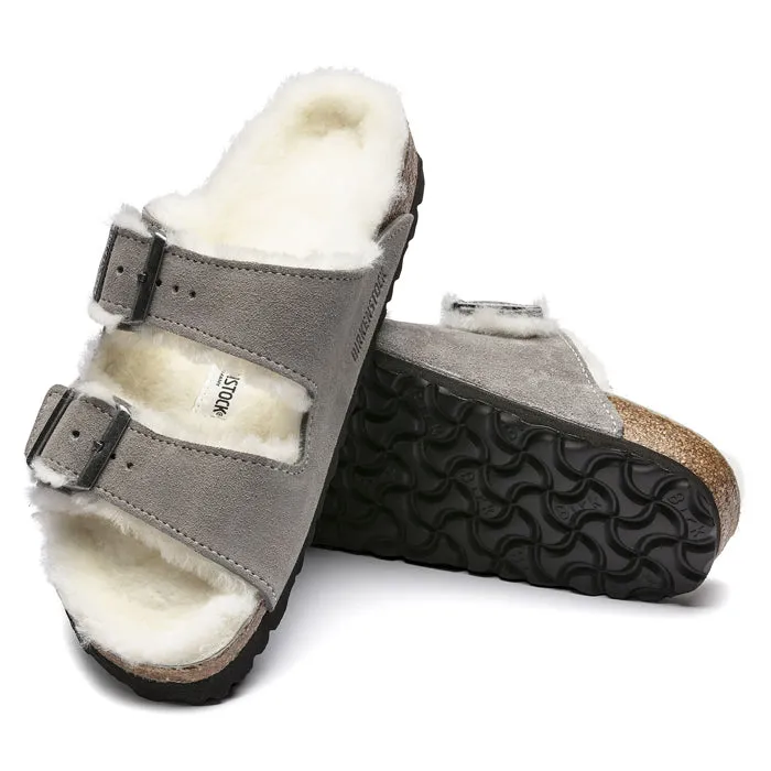 Womens Birkenstock Arizona Shearling Stone Coin