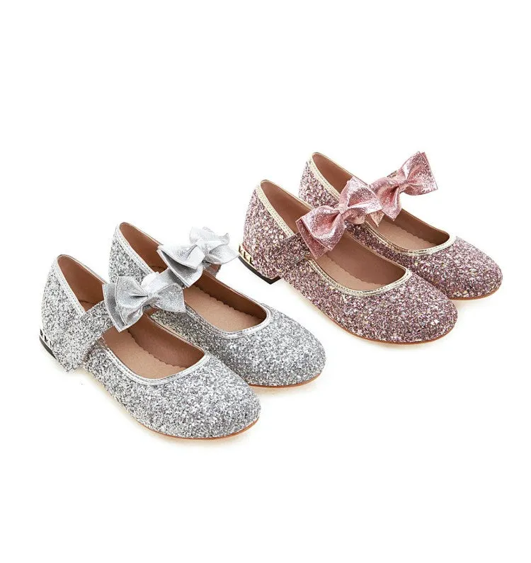 Women's  Sequined Bowtie Flats Mary Jane Shoes