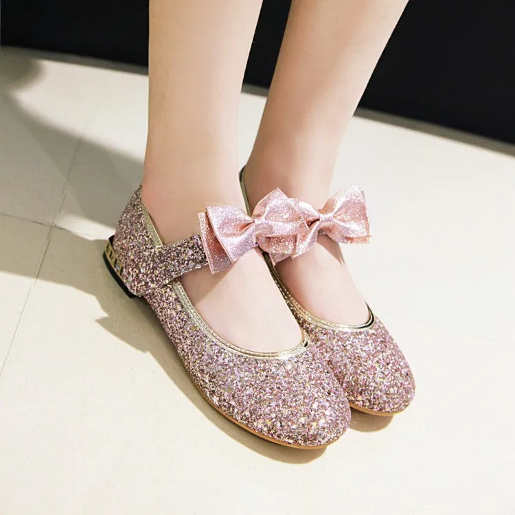 Women's  Sequined Bowtie Flats Mary Jane Shoes