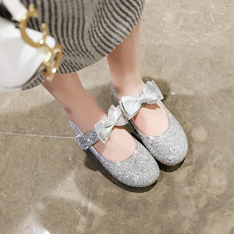 Women's  Sequined Bowtie Flats Mary Jane Shoes