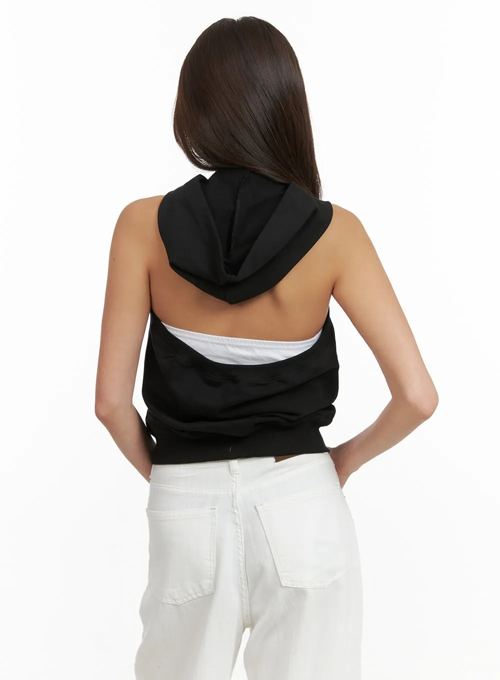 Zip-Up Hoodie Sleeveless Top CY424